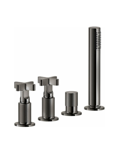 Gruppo Vasca Gessi serie Inciso 4 fori cod. 58143 deviatore flessibile 1,50 m e doccetta anticalcare - Kallea