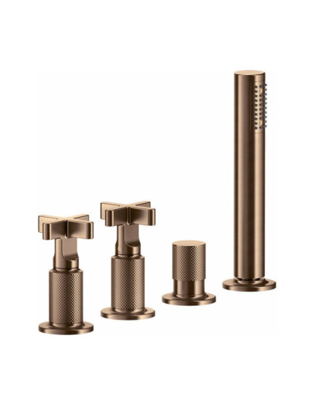 Gruppo Vasca Gessi serie Inciso 4 fori cod. 58143 deviatore flessibile 1,50 m e doccetta anticalcare - Kallea