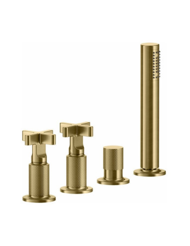Gruppo Vasca Gessi serie Inciso 4 fori cod. 58143 deviatore flessibile 1,50 m e doccetta anticalcare - Kallea