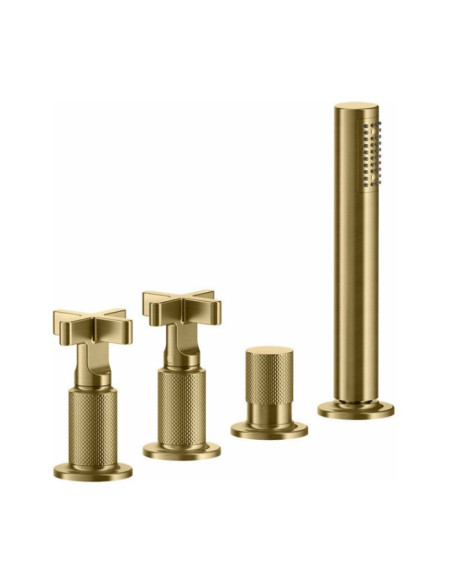Gruppo Vasca Gessi serie Inciso 4 fori cod. 58143 deviatore flessibile 1,50 m e doccetta anticalcare - Kallea