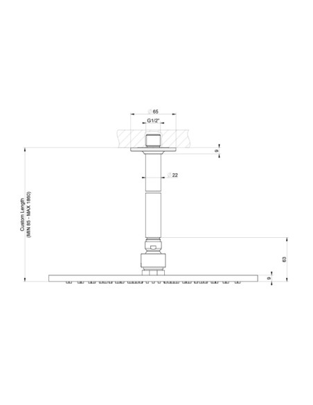 Soffione Gessi a soffitto serie Inciso cod.58250 Ø 30 cm altezza personalizzabile orientabile anticalcare - Kallea