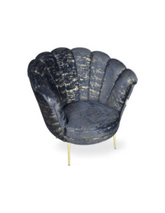 Poltrona Orel in velluto antracite con fantasia oro Arya Gold 29 bordo antracite e piedini oro - Kallea 2