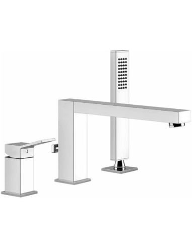 Gruppo Vasca Gessi serie Rettangolo K 3 fori cod. 53037 con bocca di erogazione deviatore flessibile 1,50 m e doccetta antica...