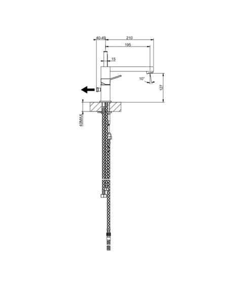 Gruppo Vasca Gessi serie Rettangolo K 3 fori cod. 53037 con bocca di erogazione deviatore flessibile 1,50 m e doccetta antica...