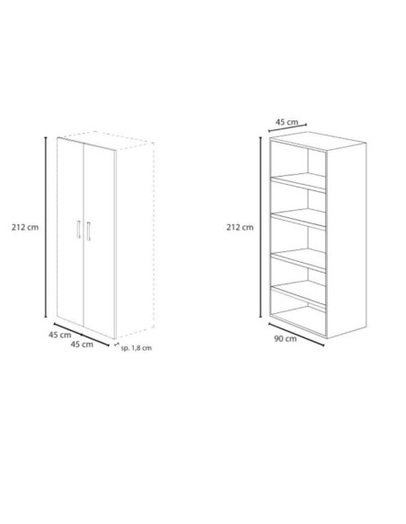 Modulo H 212 per ufficio ibisco bianco frassinato - Kallea