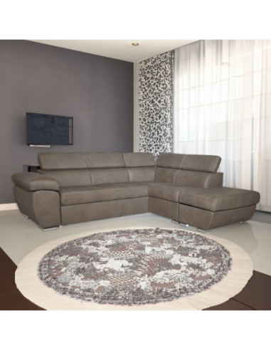 Divano Fiona angolare con penisola destra grigio elephant 95 - Kallea