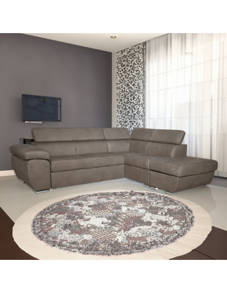 Divano Fiona angolare con penisola destra grigio elephant 95 - Kallea