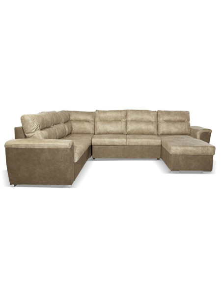 Divano Washington angolare con letto e 2 contenitori taupe Ranger 01 e Ranger 07 - Kallea