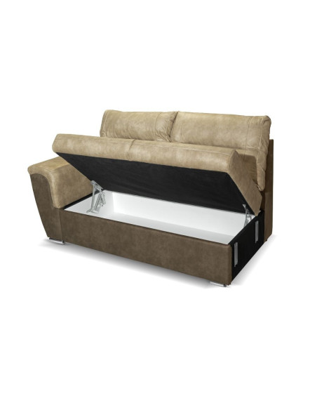 Divano Washington angolare con letto e 2 contenitori taupe Ranger 01 e Ranger 07 - Kallea