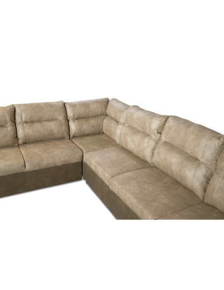 Divano Washington angolare con letto e 2 contenitori taupe Ranger 01 e Ranger 07 - Kallea