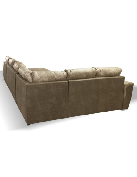 Divano Washington angolare con letto e 2 contenitori taupe Ranger 01 e Ranger 07 - Kallea