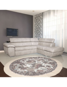 Divano Fiona angolare con penisola destra in Mozart 90 grigio chiaro - Kallea