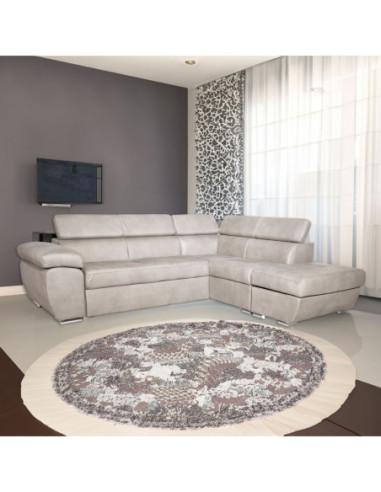 Divano Fiona angolare con penisola destra in Mozart 90 grigio chiaro - Kallea