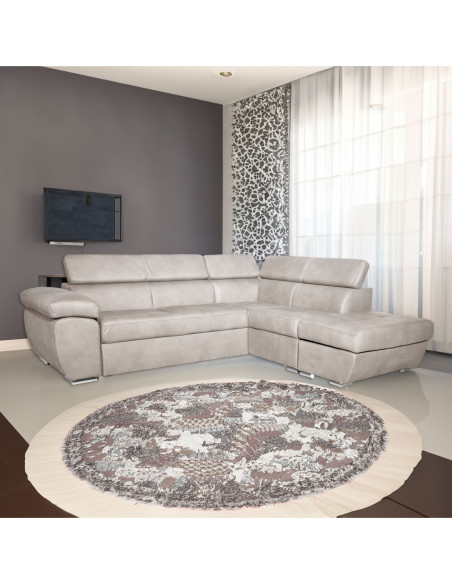 Divano Fiona angolare con penisola destra in Mozart 90 grigio chiaro - Kallea