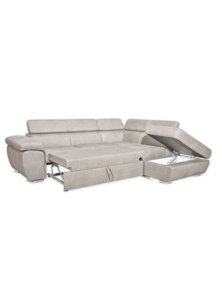 Divano Fiona angolare con penisola destra in Mozart 90 grigio chiaro - Kallea