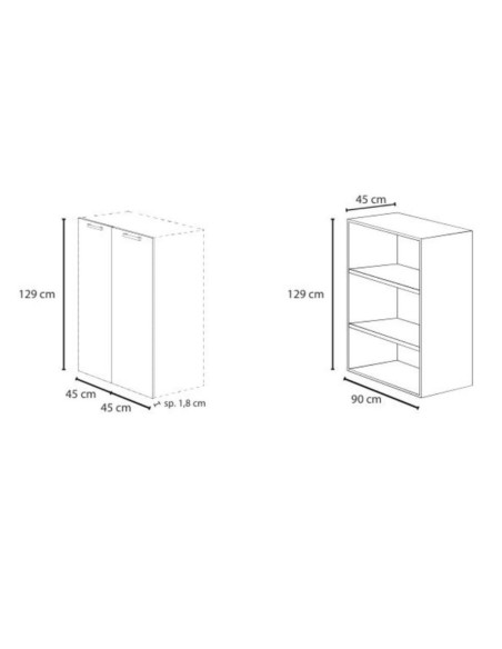 Ante h 129 per modulo ufficio Ibisco cemento - Kallea