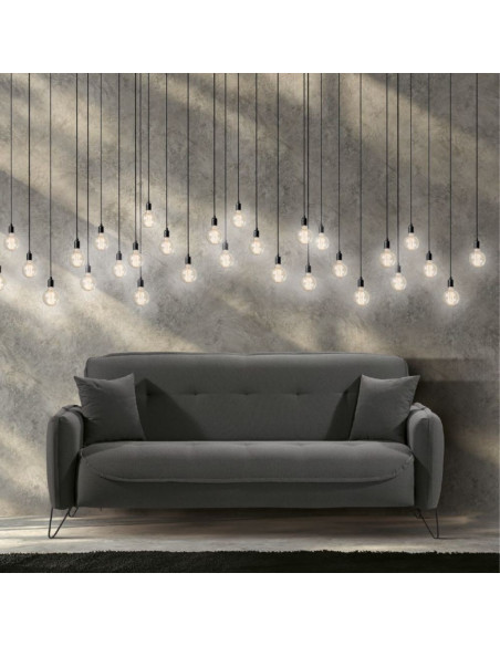 Divano Crown 3 posti ecopelle effetto nuvolato grigio 07-619 215x94x98h cm. - Kallea