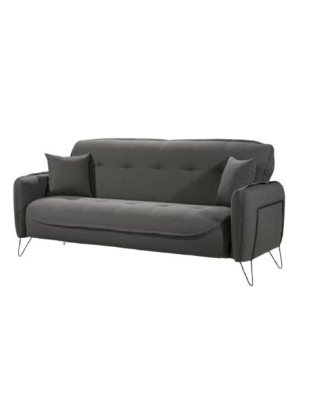 Divano Crown 3 posti ecopelle effetto nuvolato grigio 07-619 215x94x98h cm. - Kallea