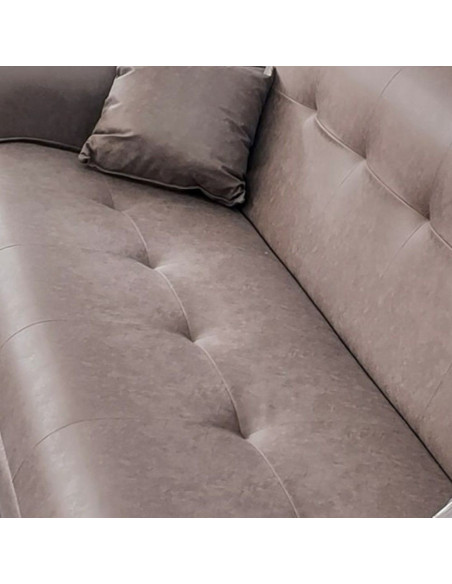 Divano Crown 3 posti ecopelle effetto nuvolato grigio 07-619 215x94x98h cm. - Kallea