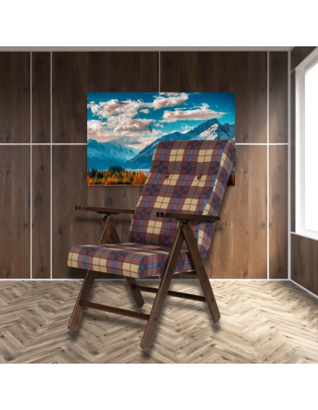 Poltrona regolabile Roma tessuto a scacchi bordeaux - Kallea