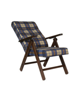 Poltrona regolabile Roma tessuto a scacchi blu - Kallea 2