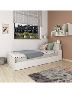 Letto singolo 1666 bianco vintage e bianco con comodino estraibile - Kallea 2