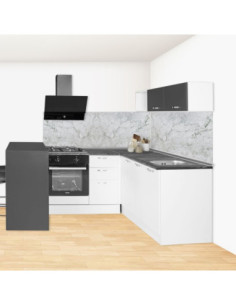 Cucina angolare Matera 180x160 con penisola reversibile bianca e nera - Kallea 2