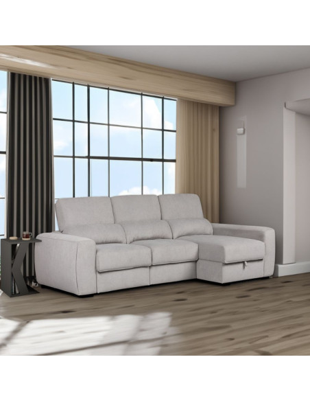 Divano Duke grigio G1312 penisola reversibile e funzione letto - Kallea