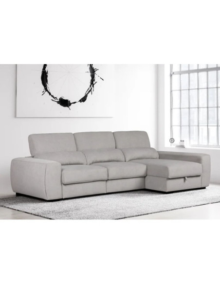 Divano Duke grigio G1312 penisola reversibile e funzione letto - Kallea