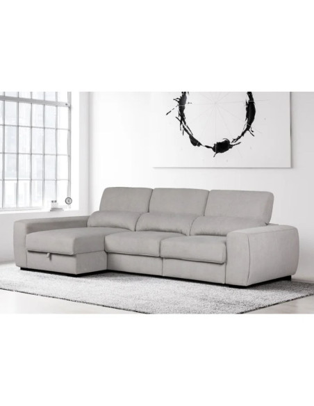 Divano Duke grigio G1312 penisola reversibile e funzione letto - Kallea