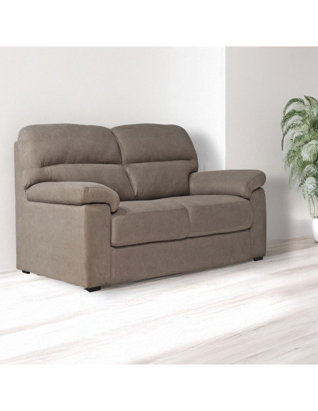 Divano Alenda 2 posti fisso con piedini quadrati colore Roma 10 tortora - Kallea