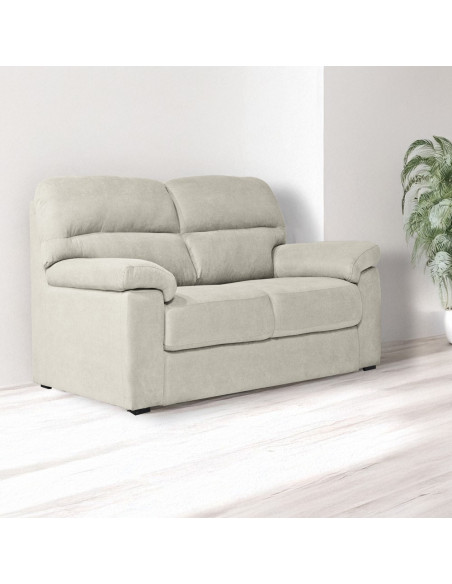 Divano Alenda 2 posti fisso con piedini quadrati colore Roma 05 beige - Kallea