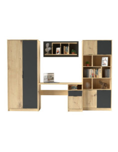 Parete attrezzata con scrivania Gap System colore rovere e antracite - Kallea 2