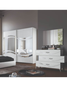 Camera da letto Delia bianco frassinato con decorazioni argento - Kallea 2