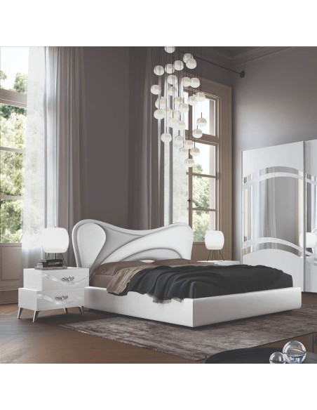 Camera da letto Delia bianco frassinato con decorazioni argento - Kallea