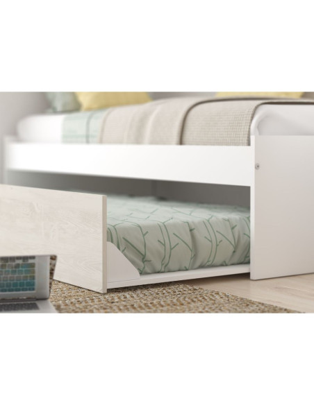 Cameretta a ponte 6006 con letto estraibile e armadio colore bianco consumato e bianco reversibile - Kallea