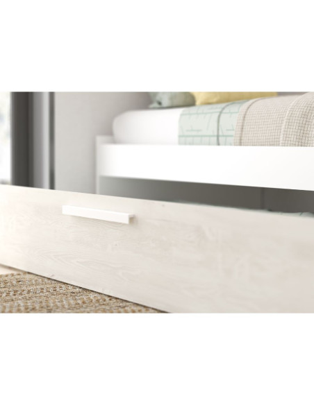 Cameretta a ponte 6006 con letto estraibile e armadio colore bianco consumato e bianco reversibile - Kallea