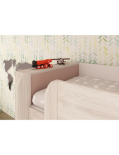 Cameretta 1262 con letto a castello con due cassettoni e armadio reversibile colore bianco consumato e rosa antico - Kallea 2