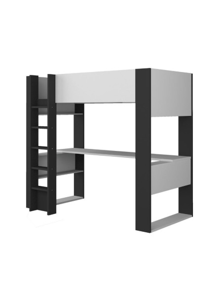Cameretta 1651 con letto a soppalco e scrivania sottostante colore bianco e antracite - Kallea
