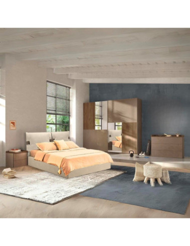 Camera da letto Quinn con letto contenitore colore bronzo noce mercure - Kallea