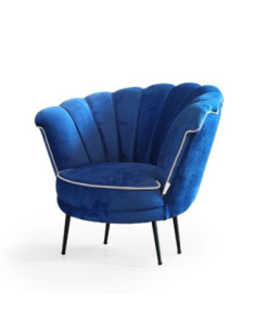 Poltrona Orel in velluto blue navy Milano 19 bordo bianco e piedini neri - Kallea 2