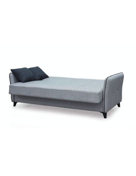 Divano letto contenitore Panama 3 posti colore grigio chiaro 51-002 e cuscini grigio scuro - Kallea