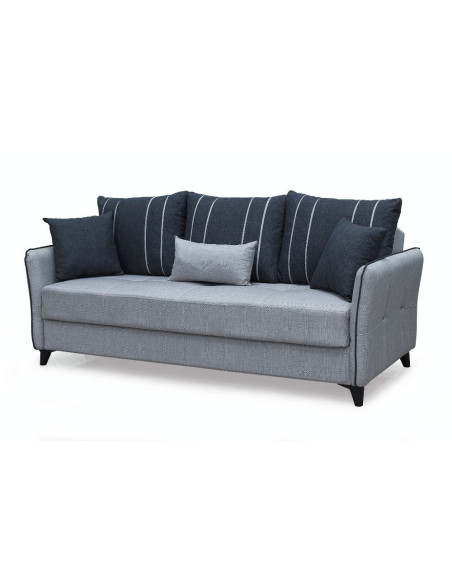 Divano letto contenitore Panama 3 posti colore grigio chiaro 51-002 e cuscini grigio scuro - Kallea