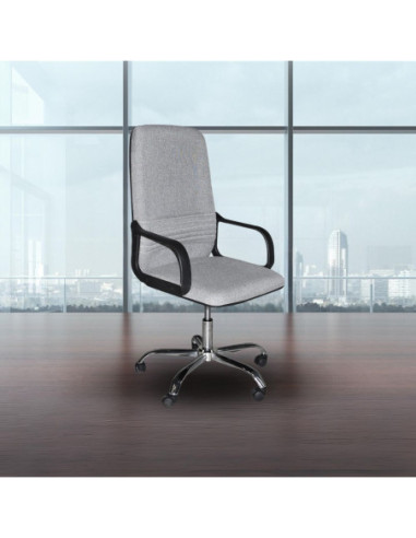 Poltrona da ufficio CR106H in tessuto grigio e base cromata - Kallea