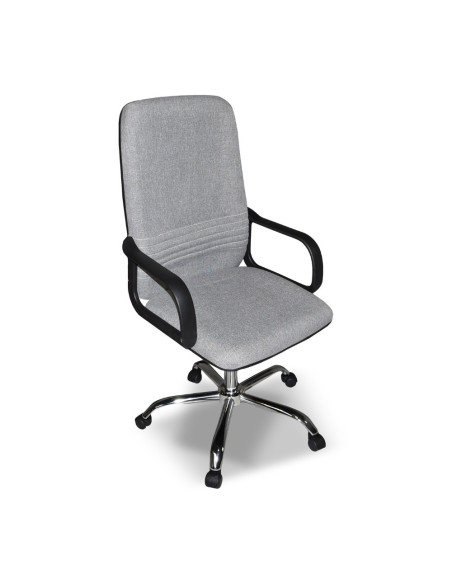 Poltrona da ufficio CR106H in tessuto grigio e base cromata - Kallea