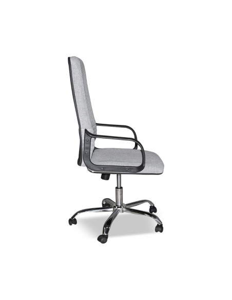 Poltrona da ufficio CR106H in tessuto grigio e base cromata - Kallea