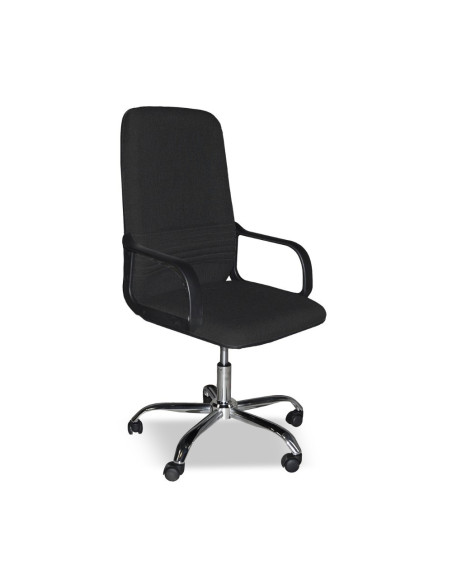 Poltrona da ufficio CR106H in tessuto nero e base cromata - Kallea