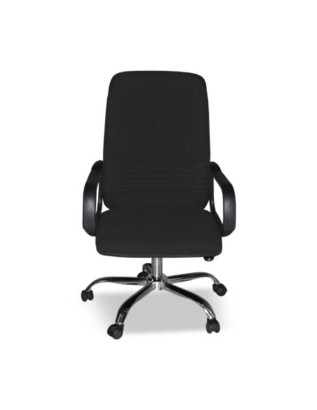 Poltrona da ufficio CR106H in tessuto nero e base cromata - Kallea