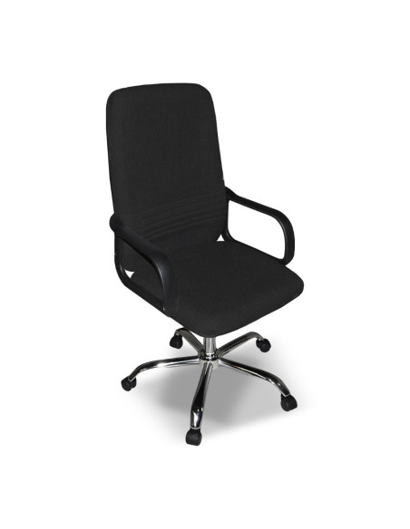 Poltrona da ufficio CR106H in tessuto nero e base cromata - Kallea