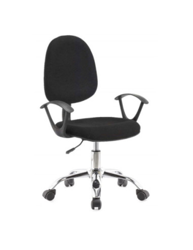 Poltrona da ufficio CR131 in tessuto nero e base cromata - Kallea